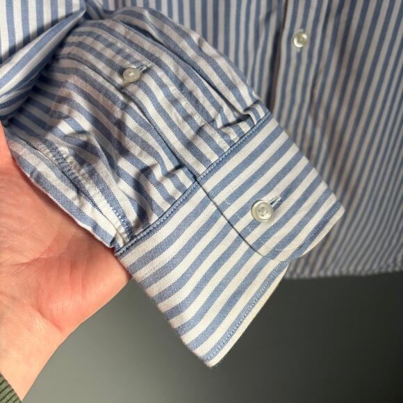 J. CREW Ludlow Men's XL Blue White Striped Button Up Collared Shirt Classic Prep - Picture 8 of 8